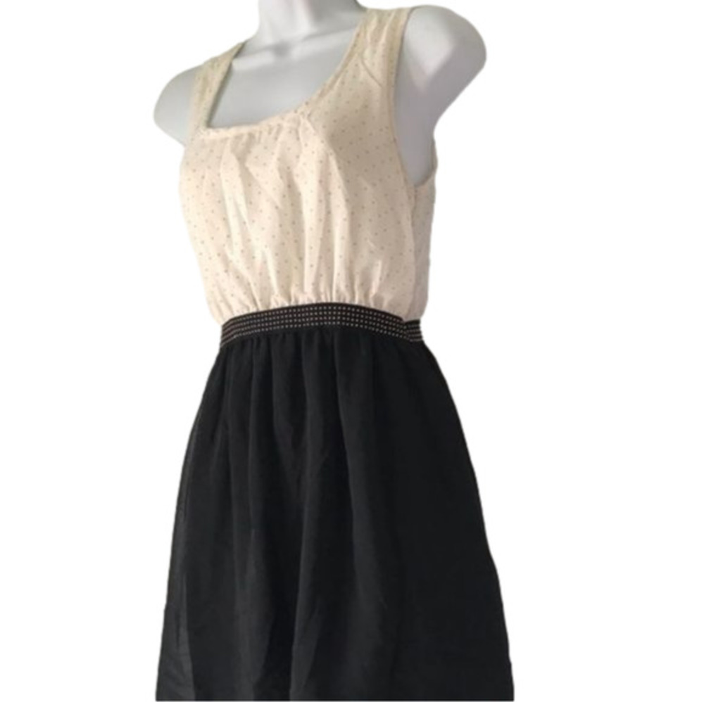 White and Black Contrast High Low Dress